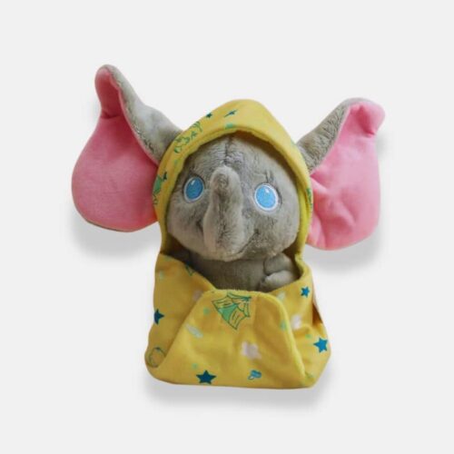 Doudou Dumbo Éléphant avec Couverture Jaune
