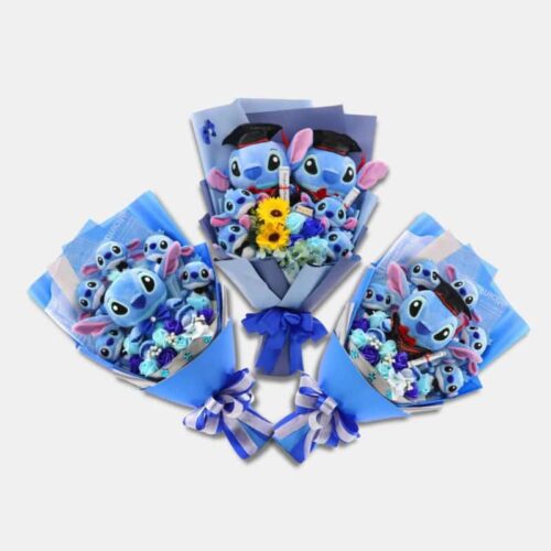 Bouquet de Peluches Stitch avec Fleurs