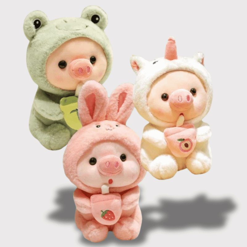 Doudou Kawaii Cochon Déguisé 25 cm