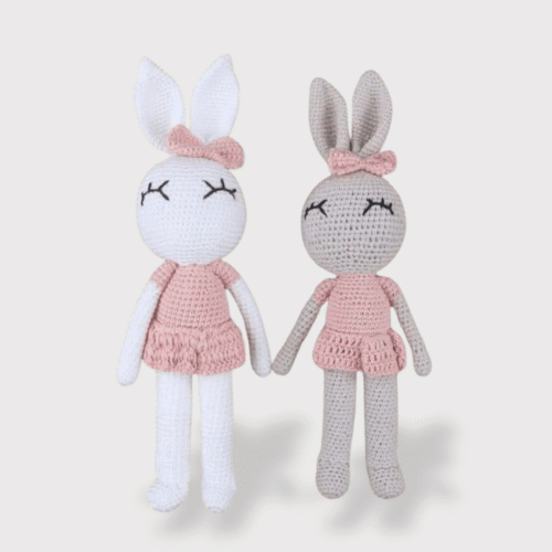 Doudou Crochet Lapin pour Fille 32 cm